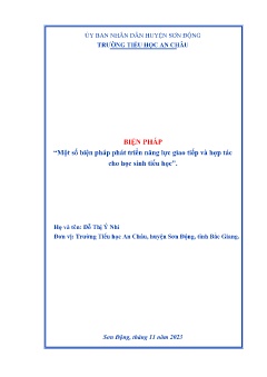 Một số biện pháp phát triển năng lực giao tiếp và hợp tác cho học sinh tiểu học