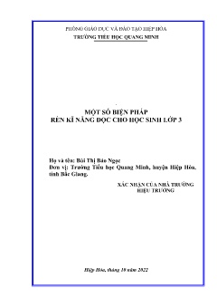 Một số biện pháp rèn kĩ năng đọc cho học sinh lớp 3