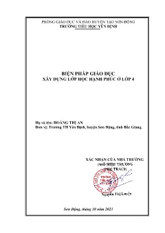 Một số biện pháp xây dựng lớp học hạnh phúc ở lớp 4