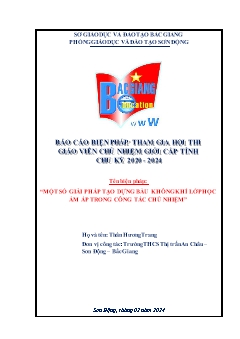 Một số giải pháp tạo dựng bầu không khí lớp học ấm áp trong công tác chủ nhiệm