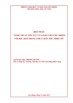 Nghệ thuật tiếp xúc của giáo viên chủ nhiệm với học sinh trong lớp là dân tộc thiểu số