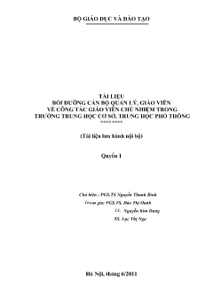 Tài liệu Bồi dưỡng các bộ quản lý, giáo viên về công tác giáo viên chủ nhiệm trong trường THCS, THPT