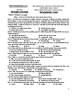 2 Đề kiểm tra chất lượng học kì I GDCD 6 - Năm học 2023-2024 - PGD Lục Nam (Có đáp án)
