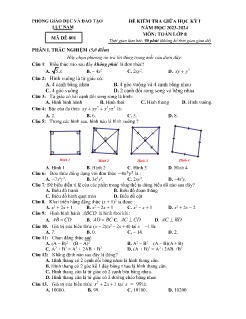 2 Đề kiểm tra giữa học kì I Toán 8 - Năm học 2023-2024 - PGD Lục Nam (Có đáp án)