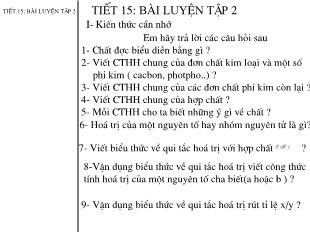 Bài giảng Hóa học 9 - Tiết 15: Bài luyện tập 2