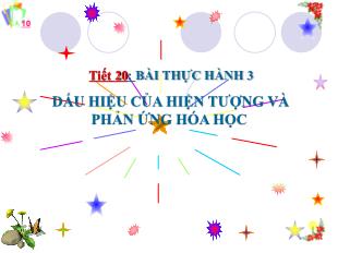 Bài giảng Hóa học Lớp 8 - Tiết 20: Bài thực hành 3 Dấu hiệu của hiện tượng và phản ứng hóa học
