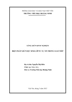 Biện pháp giúp học sinh lớp 5C tự tin trong giao tiếp