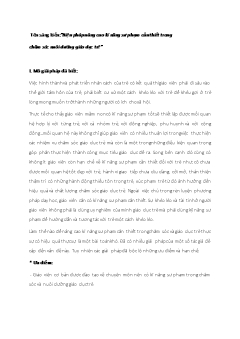 Biện pháp nâng cao kĩ năng sư phạm cần thiết trong chăm sóc nuôi dưỡng giáo dục trẻ