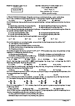 Đề khảo sát giữa học kì I Vật lí 9 - Mã đề 901 - Năm học 2023-2024 - PGD Lục Nam (Có đáp án)