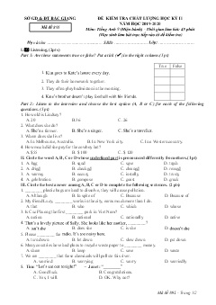 Đề kiểm tra chất lượng học kì II Tiếng Anh 9 - Mã đề 891 - Năm học 2019-2020 - Sở GD&ĐT Bắc Giang