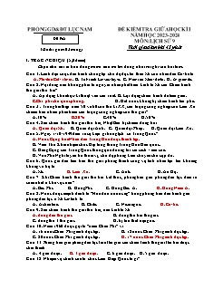 Đề kiểm tra giữa học kì I Lịch sử 9 - Mã đề 902 - Năm học 2023-2024 - PGD Lục Nam (Có đáp án)