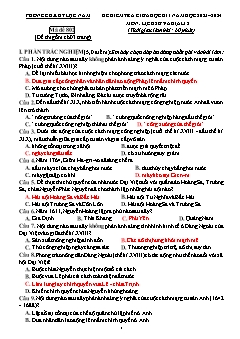 Đề kiểm tra giữa học kì I Lịch sử và Địa lí 8 - Mã đề 802 - Năm học 2023-2024 - PGD Lục Nam (Có đáp án)