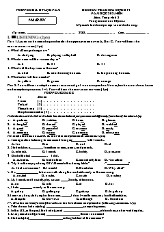 Đề kiểm tra giữa học kì I Tiếng Anh 8 - Mã đề 801 - Năm học 2023-2024 - PGD Lục Nam (Có đáp án + File nghe)
