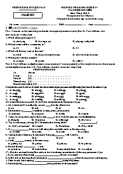 Đề kiểm tra giữa học kì I Tiếng Anh 8 - Mã đề 802 - Năm học 2023-2024 - PGD Lục Nam (Có đáp án + File nghe)