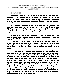 Đề tài Tuyên truyền, giới thiệu và hướng dẫn bạn học đọc sử dụng sách, báo thư viện