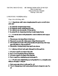 Đề thi HSG cấp Huyện Lịch sử 8 - Năm học 2021-2022 - Trường THCS Vân Hà (Có đáp án)