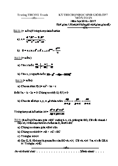 Đề thi HSG Toán 7 - Năm học 2016-2017 - Trường THCS Vô Tranh (Có đáp án)