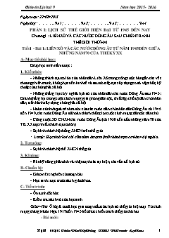 Giáo án Lịch sử 9 - Học kì I - Năm học 2015-2016 - Thân Văn Việt