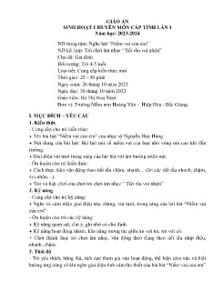 Giáo án Mầm non Lớp Chồi - Chủ đề: Gia đình - Đề tài: Nghe hát Niềm vui của em. Trò chơi âm nhạc Tiết tấu vui nhộn - Năm học 2023-2024 - Hà Thi ̣Hoa Tươi