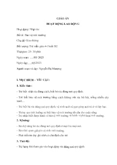 Giáo án Mầm non Lớp Chồi - Chủ đề: Giao thông - Đề tài: Bảo vệ môi trường - Năm học 2022-2023 - Nguyễn Thị Nhượng