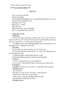 Giáo án Mầm non Lớp Chồi - Chủ đề: Giao thông - Đề tài: Nhận biết hành động an toàn và không an toàn khi ngồi trên xe máy - Nguyền Thị Hằng