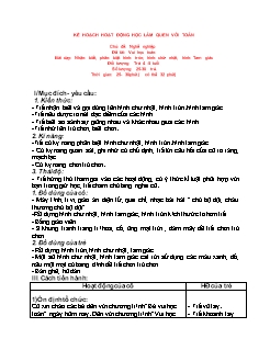 Giáo án Mầm non Lớp Chồi - Chủ đề: Nghề nghiệp - Đề tài: Vui học Toán. Nhận biết, phân biết hình tròn, hình chữ nhật, hình tam giác