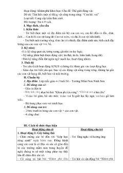 Giáo án Mầm non Lớp Chồi - Chủ đề: Thế giới động vật - Đề tài: Tìm hiểu một số động vật sống trong rừng Con hổ, voi