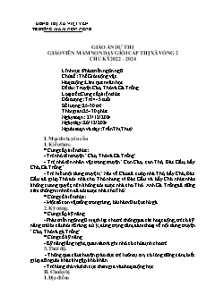 Giáo án Mầm non Lớp Chồi - Chủ đề: Thế giới động vật - Đề tài: Truyện Cáo, Thỏ và Gà Trống - Năm học 2024-2025 - Trần Thị Thủy