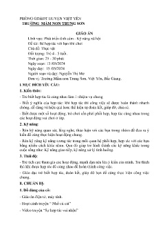 Giáo án Mầm non Lớp Chồi - Chủ đề: Thực vật - Đề tài: Bé hợp tác với bạn khi chơi - Năm học 2023-2024 - Nguyễn Thị Mơ