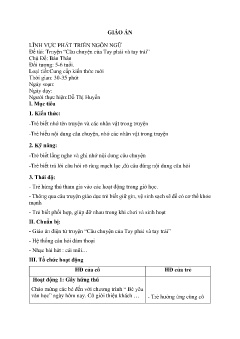 Giáo án Mầm non Lớp Lá - Chủ đề: Bản Thân - Đề tài : Truyện Câu chuyện của Tay phải và tay trái - Đỗ Thị Huyền