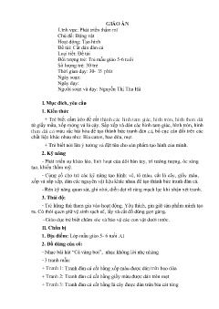Giáo án Mầm non Lớp Lá - Chủ đề: Động vật - Đề tài: Cắt dán đàn cá - Nguyễn Thị Thu Hà