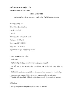 Giáo án Mầm non Lớp Lá - Chủ đề: Gia Đình - Đề tài: Bảo vệ môi trường - Năm học 2023-2024 - Nguyễn Thị Thu Hà