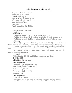 Giáo án Mầm non Lớp Lá - Chủ đề: Nghề nghiệp - Đề tài: Bật xa 45–50 cm - Lê Thị Liễu