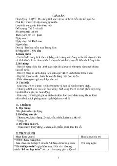 Giáo án Mầm non Lớp Lá - Chủ đề: Nước và hiện tượng tự nhiên - Đề tài : Làm quen với Toán Đo dung tích các vật so sánh và diễn đạt kết quả đo - Đỗ Thị Loan