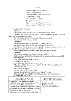 Giáo án Mầm non Lớp Lá - Chủ đề: Quê hương. Đất nước. Bác Hồ - Đề tài: Trò chơi chữ cái v,r - Nguyễn Thị Thu Hà