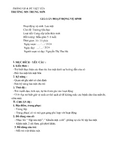 Giáo án Mầm non Lớp Lá - Chủ đề: Trường tiểu học - Đề tài: Lau mặt - Nguyễn Thị Thu Hà