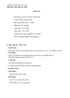 Giáo án Mầm non Lớp Lá - Chủ điểm: Hiện tượng tự hiên - Năm học 2023-2024 - Nguyễn Thị Thu Hà