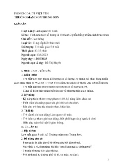 Giáo án Mầm non Lớp Lớn - Chủ đề: Giao thông - Đề tài: Tách nhóm có số lượng là 10 thành 2 phần bằng nhiều cách khác nhau - Năm học 2022-2023 - Đỗ Thị Huyền