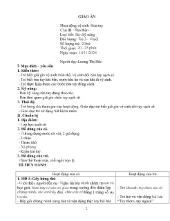 Giáo án Mầm non Lớp Mầm - Chủ đề: Bản thân - Đề tài: Rửa tay - Năm học 2024-2025 - Lương Thị Bắc