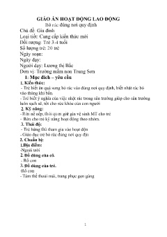 Giáo án Mầm non Lớp Mầm - Chủ đề: Gia đình - Đề tài: Bỏ rác đúng nơi quy định - Lương Thị Bắc