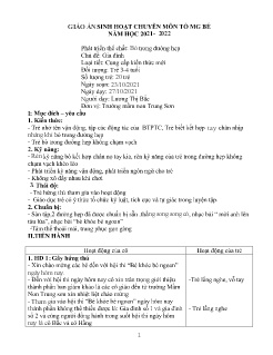 Giáo án Mầm non Lớp Mầm - Chủ đề: Gia đình - Đề tài: Bò trong đường hẹp - Năm học 2021-2022 - Lương Thị Bắc