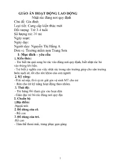 Giáo án Mầm non Lớp Mầm - Chủ đề: Gia đình - Đề tài: Nhặt rác đúng nơi quy định - Nguyễn Thị Hằng A