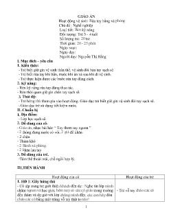 Giáo án Mầm non Lớp Mầm - Chủ đề: Nghề nghiệp - Đề tài: Rửa tay bằng xà phòng - Nguyễn Thị Hằng