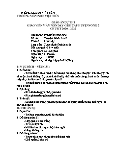 Giáo án Mầm non Lớp Mầm - Chủ đề: Thực vật - Đề tài: Truyện Nhổ củ cải - Năm học 2021-2022 - Nguyễn Thị Thúy
