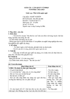 Giáo án Mầm non Lớp Mầm - Chủ điểm: Nghề nghiệp - Đề tài: Truyện Ba chú lợn nhỏ - Năm học 2022-2023 - Lương Thị Bắc