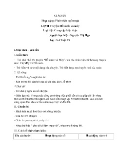 Giáo án Mầm non Lớp Mầm - Đề tài: Làm quen văn học Truyện Hồ nước và mây - Nguyễn Thị Hợp