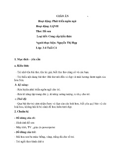 Giáo án Mầm non Lớp Mầm - Thơ: Hồ sen - Nguyễn Thị Hợp