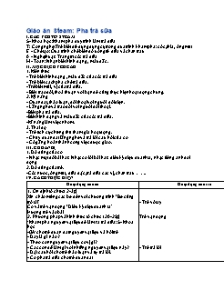 Giáo án Steam Mầm non Lớp Chồi - Bài: Pha trà sữa