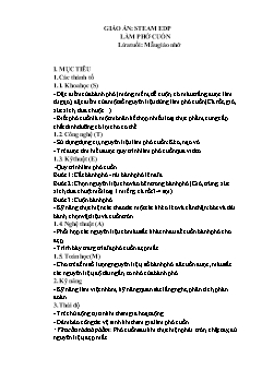 Giáo án Stem Màm non Lớp Chồi - Đề tài: Làm phở cuốn