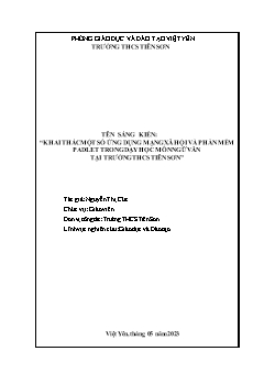 Khai thác một số ứng dụng mạng xã hội và phần mềm Padlet trong dạy học môn Ngữ văn tại trường THCS Tiên Sơn